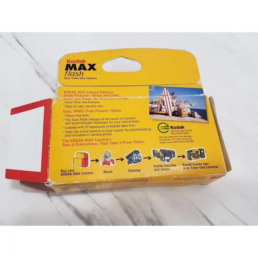 Kodak Max One Time Use Camera 27 Exposures Flash Exp. 2001‎ Indoor/Outdoor Use